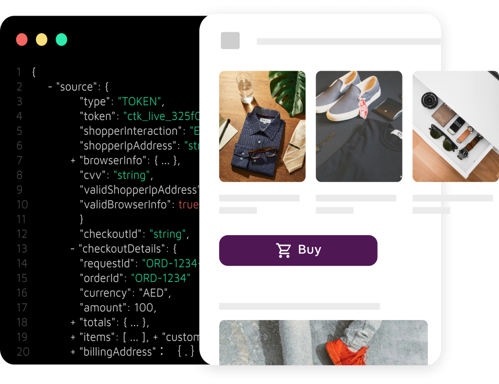 A code window with an online shop